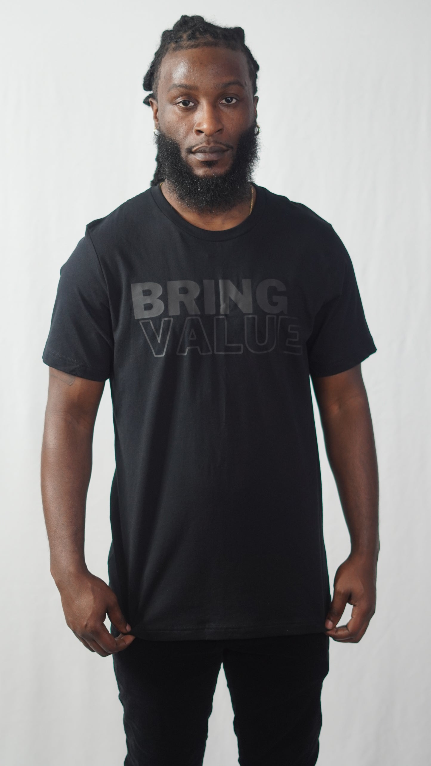 Bring Value T Shirt (Black on Black)