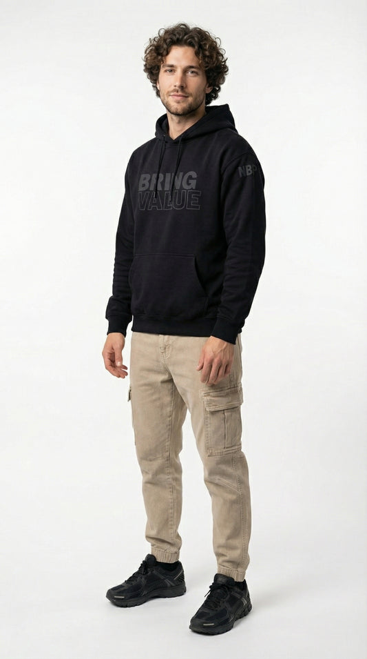 Black on Black "BRING VALUE" Hoodie